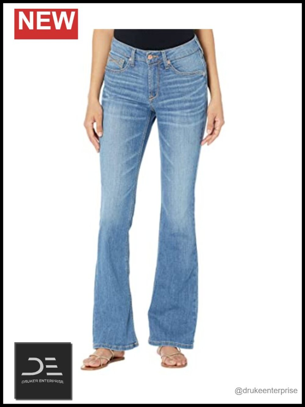 Women's Bootcut Jeans High Rise Stretch Cotton Denim